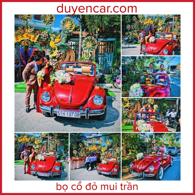 Cho thuê xe cưới tphcm - con bọ cổ điển mui trần màu đỏ xehoacuoi.vn 3